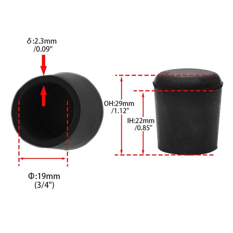Flyshop 3/4 Inches, 19mm Chair Leg Caps Non-Slip Rubber Leg Tips Chair Leg Floor Protectors Round Furniture Table Covers 16Pcs - Image 2